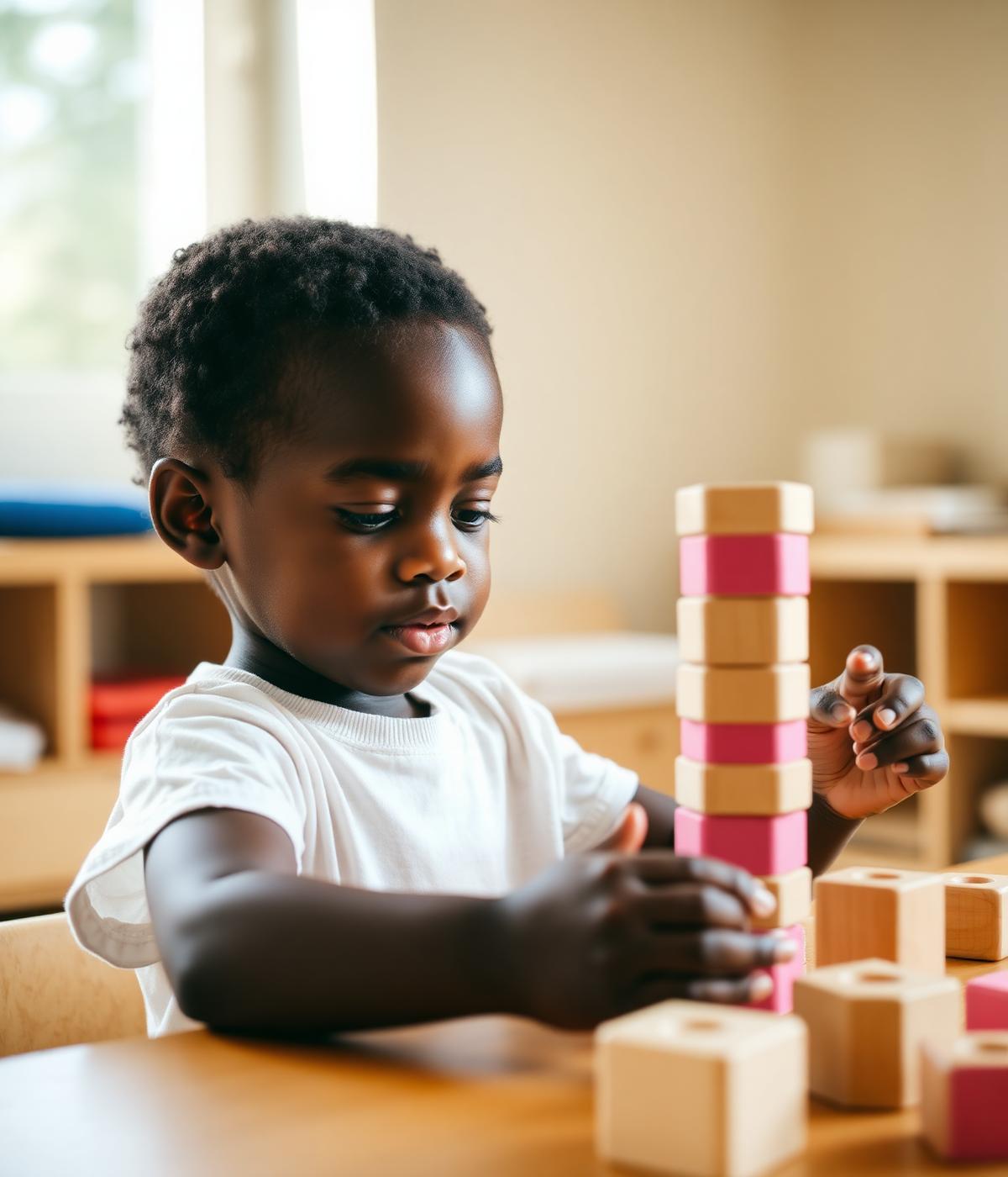 Child using Montessori materials